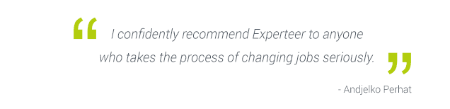 Customer testimonial from a senior-level professional sharing their career success story.